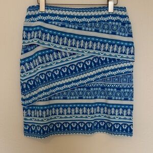 J. McLaughlin Blue Patterned Skirt